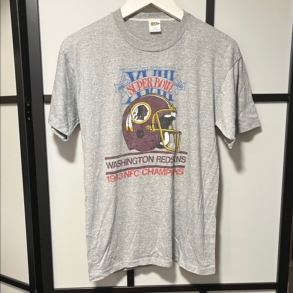 VTG Washington Redskins 1983 Gray Super Bowl Graphic T-Shirt Large (Runs Small)